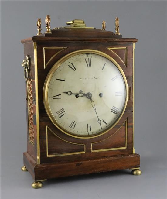 Jackson and Son of Bristol. A Regency brass mounted rosewood bracket clock, H.16in.